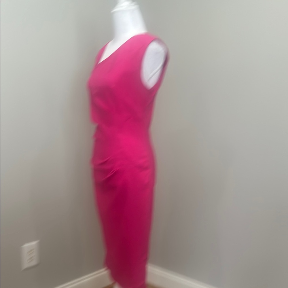 Vibrant Pink Asymmetrical Sheath Dress for Cocktail Events - Picture 5 of 7